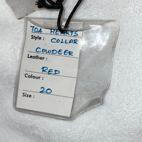 Heart dog collar genuine leather size 20” red - Picture 5 of 8